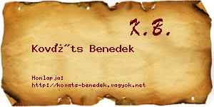 Kováts Benedek névjegykártya